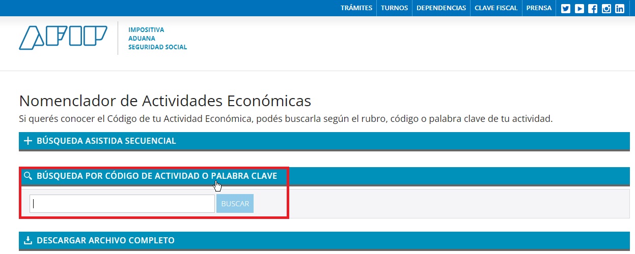 Descargar Nomenclador de Actividades para AFIP 【 2024